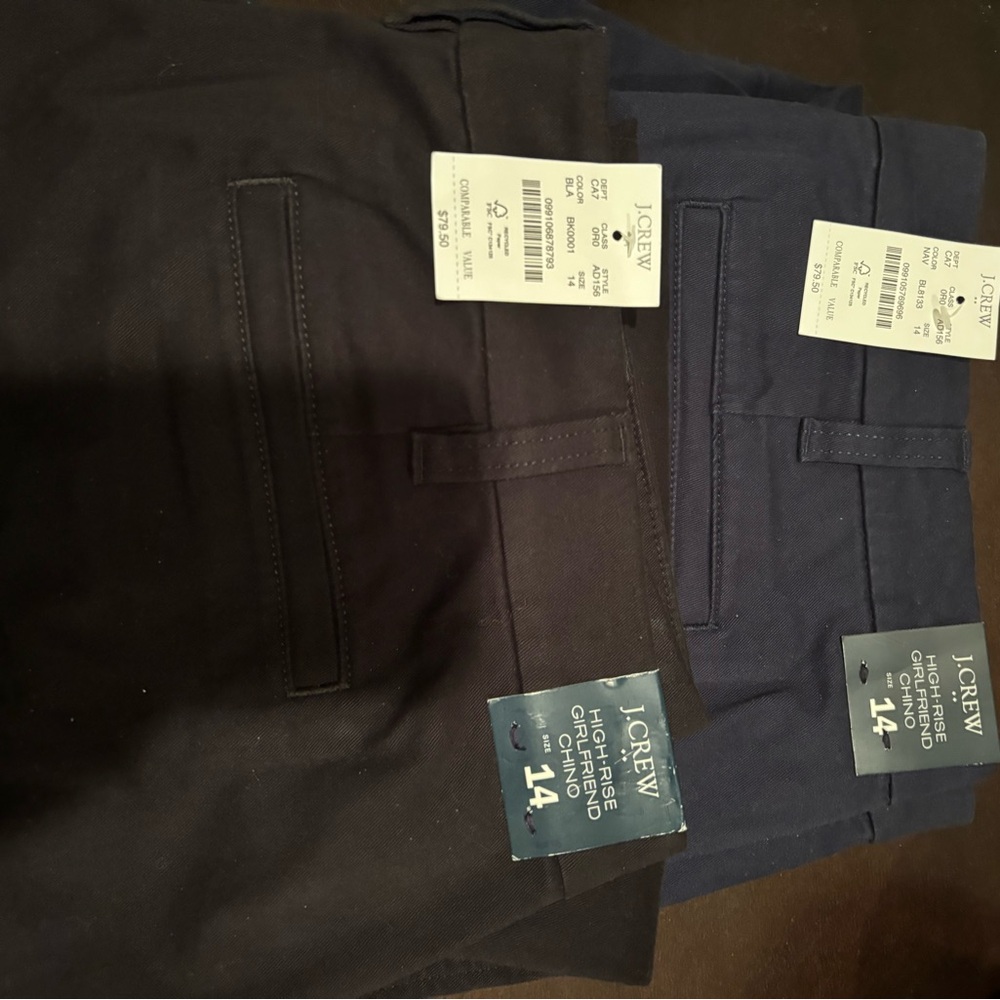 J.Crew High-Rise Girlfriend Chinos. Navy And Black, New With Tags Size 14 - Picture 4 of 5